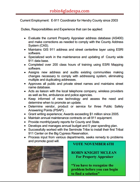 Southwest Florida Online News McLean For Glades Property Appraiser