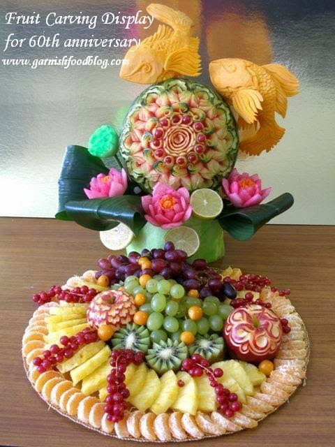fruit display for 60th anniversary watermelon carving and fruit tray for korean birthday