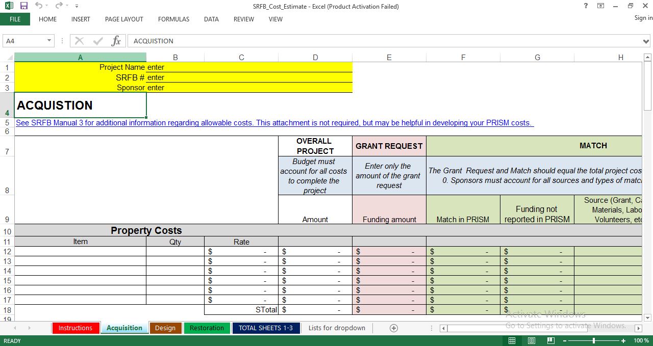 Project Cost Estimate And Budget Template