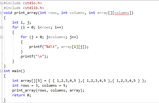 Passing 2D arrays in C