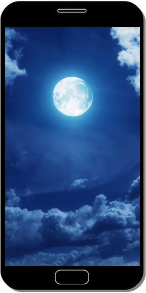 Lune et Nuages Bleus - Fond d'Écran en QHD pour Mobile