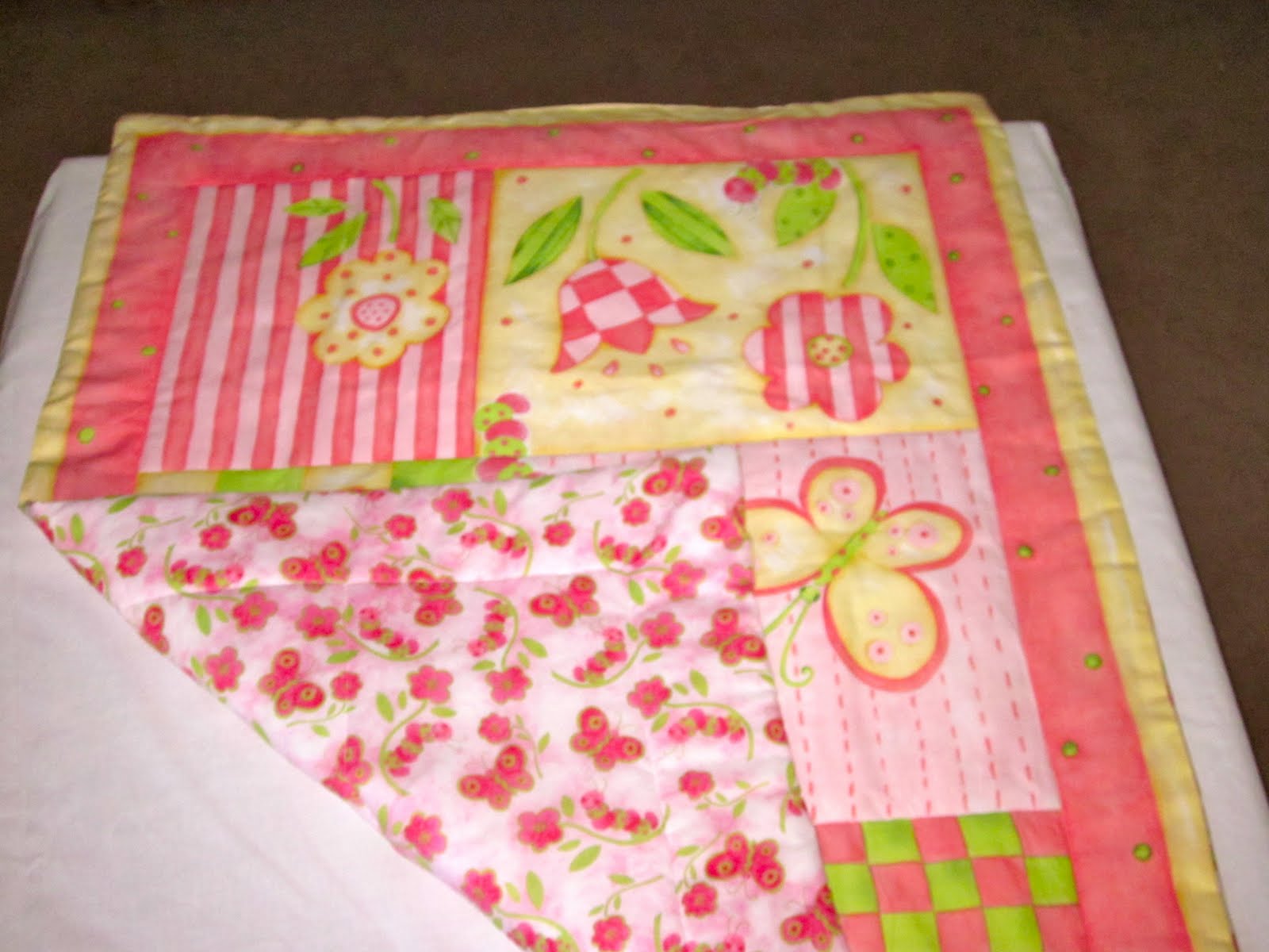 Miss Montana's Butterflies and Flowers Quilted Baby Blanket