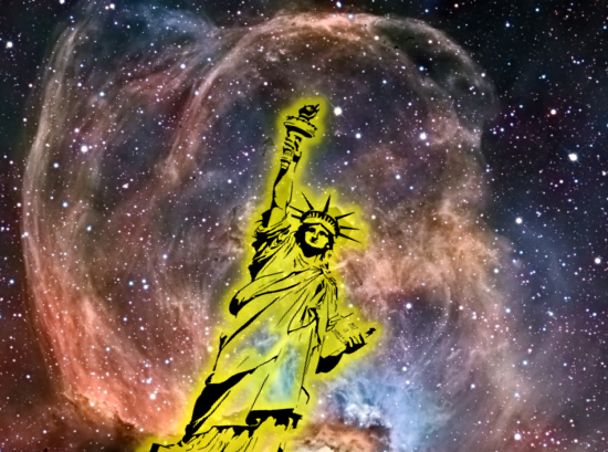 Statue of Liberty illustration placed on top of Statue of Liberty Nebula (NGC 3576) photo — original image from NASA's APOD website — image taken and © by Mazlin, Harvey, Gilbert, & Verschatse Statue of Liberty illustration placed on top of Statue of Liberty Nebula (NGC 3576) photo — original image from NASA's APOD website — image taken and © by Mazlin, Harvey, Gilbert, & Verschatse
