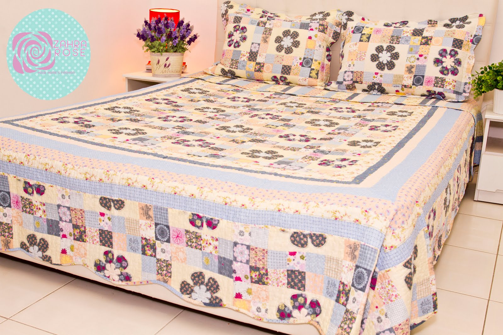 Zahra Rose Design (Cotton Patchwork Bed sheet) COTTON PATCHWORK