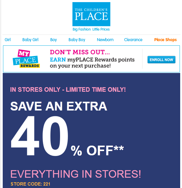 The Childrens Place Printable Coupons September 2015 Printable 