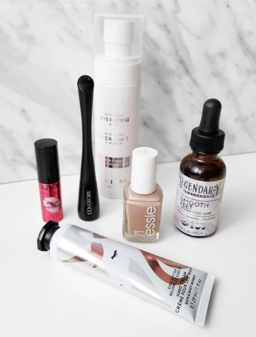 bblogger, bbloggers, bbloggerca, canadian beauty blogger, beauty blog, monthly favorites, legendary apothecary, smooth feet, covergirl, get in line, eyeliner, bath and body works, shea hand cream, essie, brooch the subject, joe fresh, fresh & go, hydrating mist, facial spray
