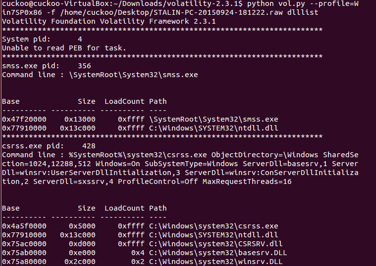 MELIORATE Volatility Framework Command Using dlllist dlldump to