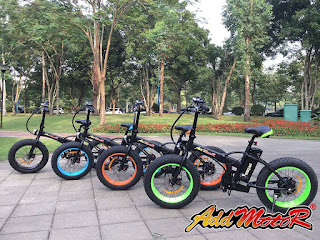 Addmotor MOTAN M-150 Fat Tire Folding E-Bike in black, black/blue, black/orange, black/green - review plus buy at low price
