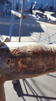 Pitting on the spinner portion of the prop.