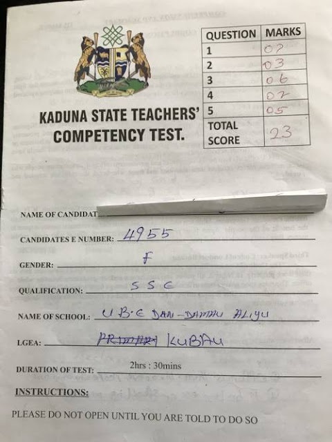 PICTURES: Governor El-Rufai releases teachers’ test papers and they are SHOCKING!!!
