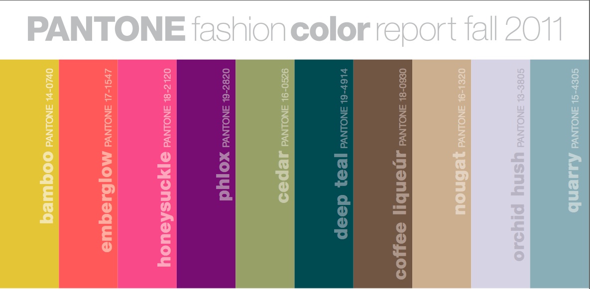 Marsha Neal Studio Blog Pantone Fall Fashion Color Chart 2011