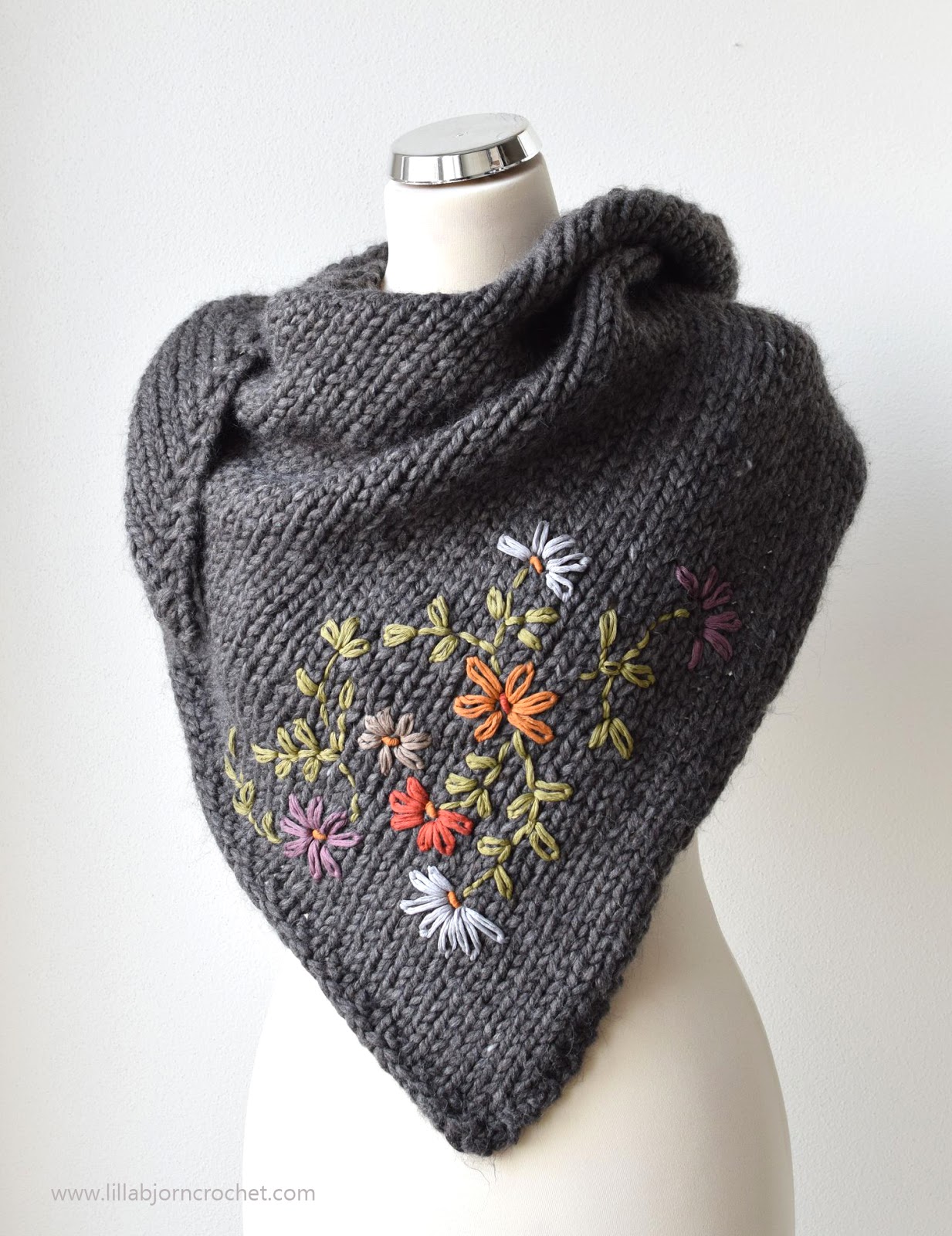 Frida Shawl, and My Embroidery-on-knit Adventure