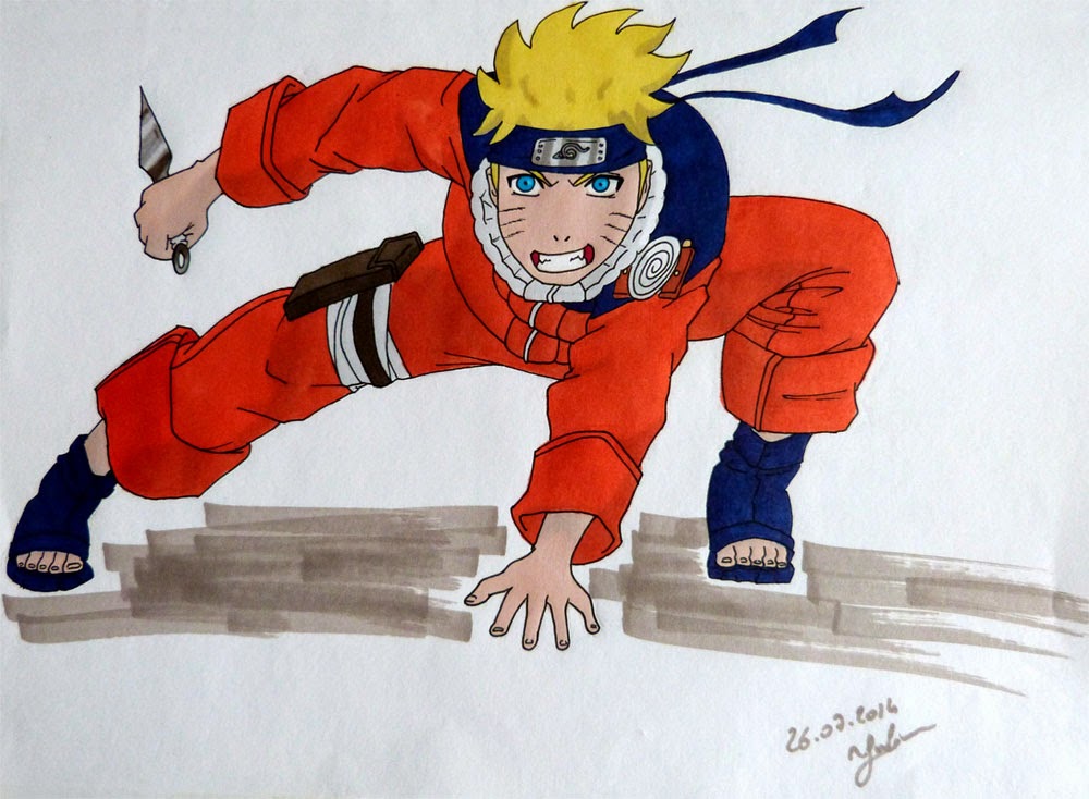 Dessin De Naruto En Couleur Naruto coloré aux promarkers - Juju Gribouille