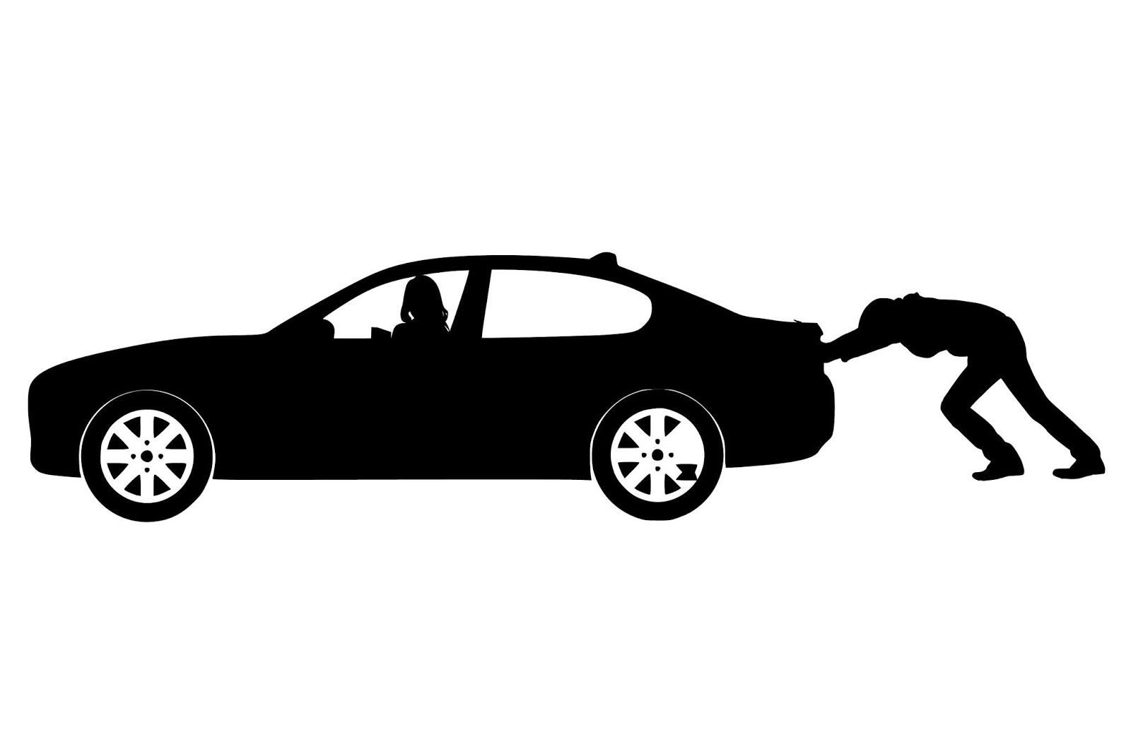 pushing car silhouette free images and illustrations
