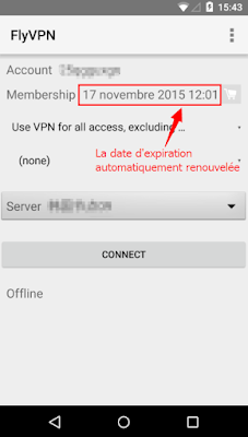 FlyVPN Android App date d'expiration