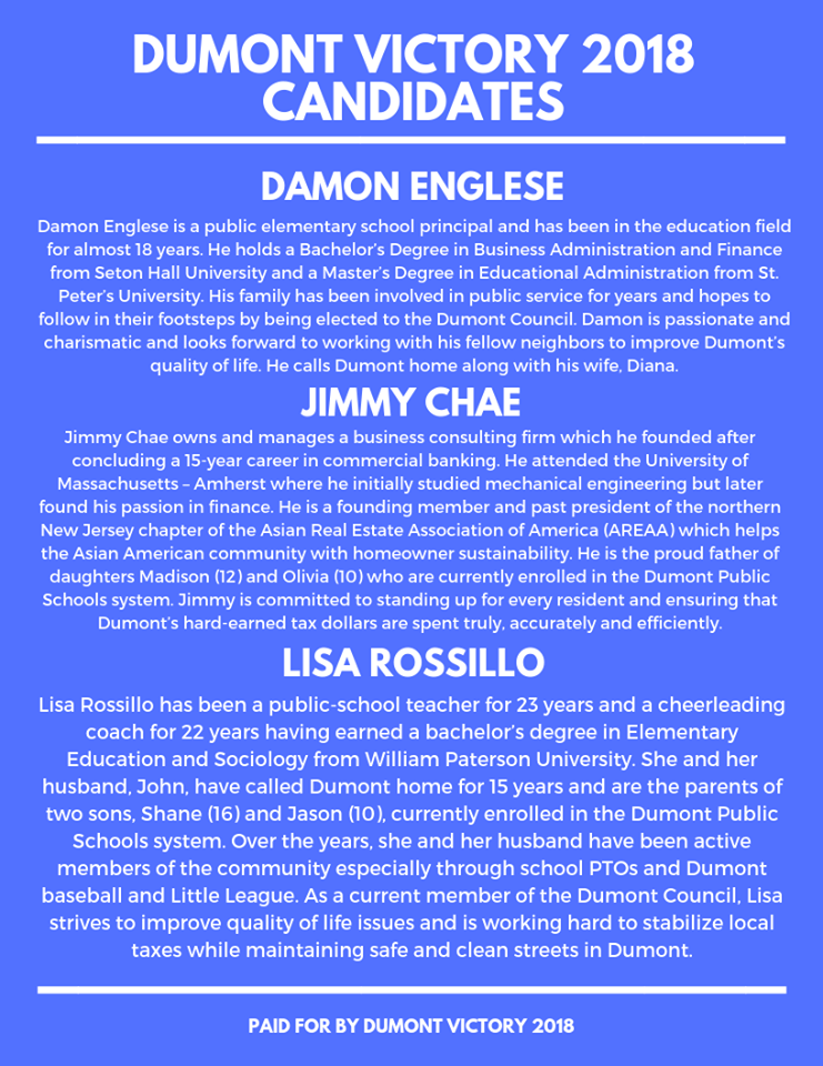 A Better Dumont 2018 Council Candidates Exaggeration