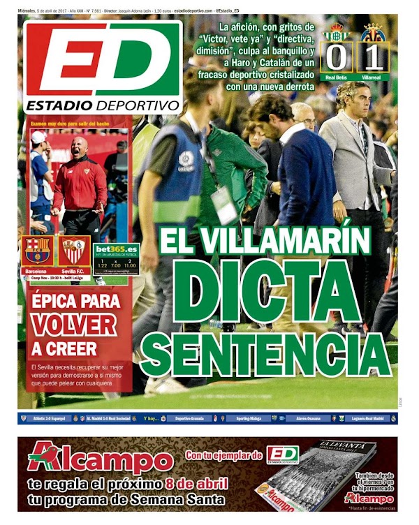 Betis, Estadio Deportivo: "El Villamarín dicta sentencia"