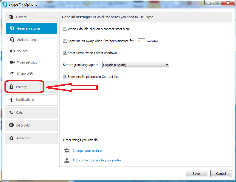 blocked contacts on skype