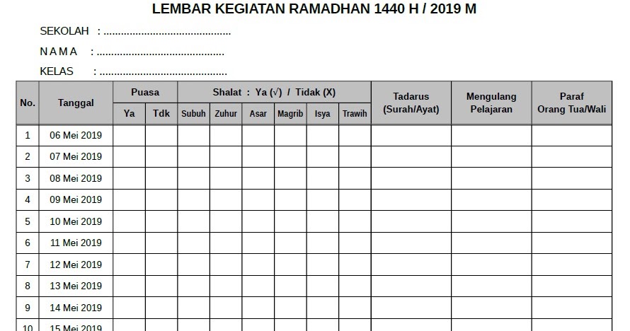 SDN Sungai Turak Dalam Download Lembar Kegiatan Ramadhan