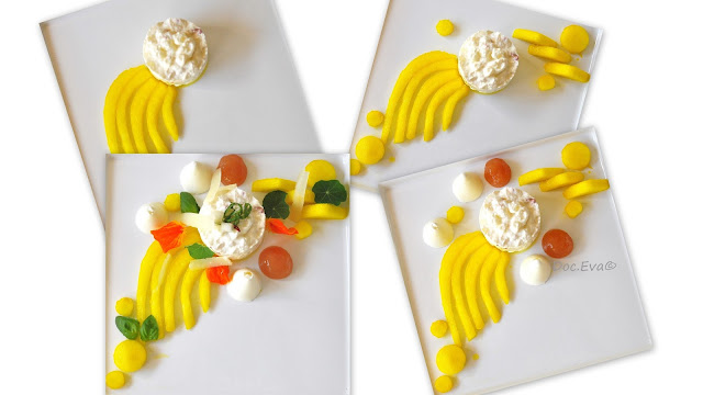 Italienische Käsecreme, Safranbirne und Birnenkonfitüre Italienische Käsecreme