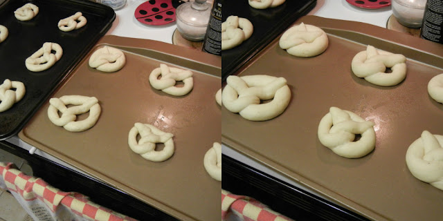 pretzels uncooked on cookie sheets 