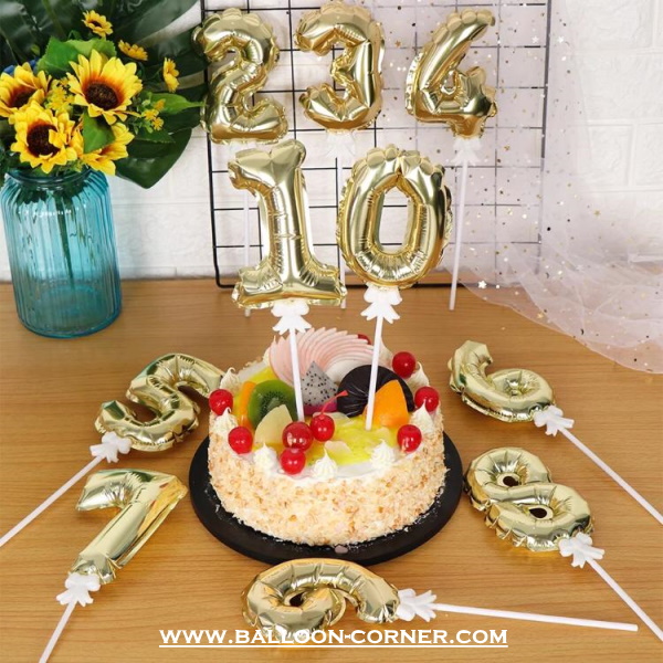 Mini Number Foil Balloon Cake Topper
