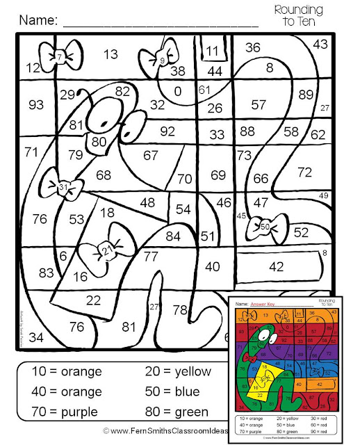 Color By Numbers For Rounding to the Nearest Ten or Hundred - Fern ...