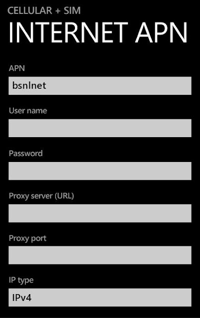 BSNL Internet Settings for Windows Mobile 10