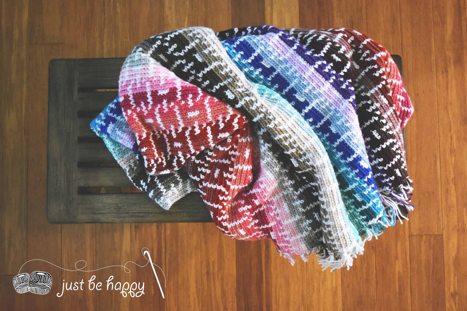 Just be happy! Chain Reaction Blanket Crochet Pattern