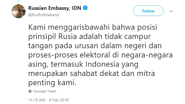 Rusia Tepis Jokowi Soal 'Propaganda Rusia' Rusia Tepis Jokowi Soal 'Propaganda Rusia'