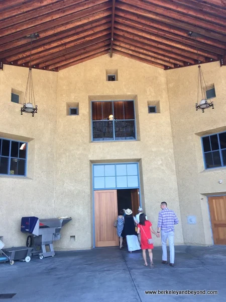 entering the winery at Mayacamas Estate experience at Long Meadow Ranch in St. Helena, California