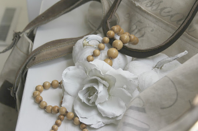 Neutral fall vignette with French inspired vintage and handmade by Hello Lovely Studio