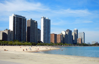 Oak street beach in downtown Chicago, Illinois