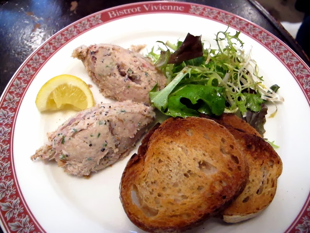 Smoked mackerel rillettes with toasted farmhouse bread at Bistrot Vivienne, Paris