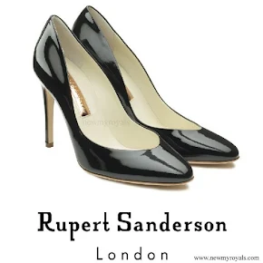 Crown Princess Mary wore Rupert Sanderson Navy Patent High Heel Pumps