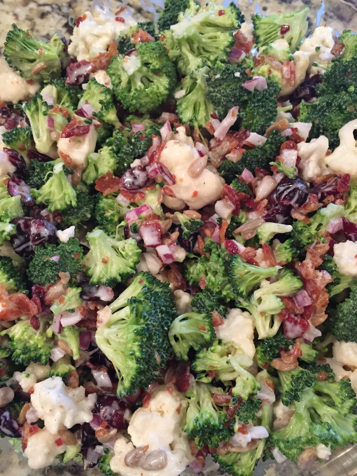 Dawn's Recipes Broccoli Salad with Bacon, Cranberries and Sunflower Seeds