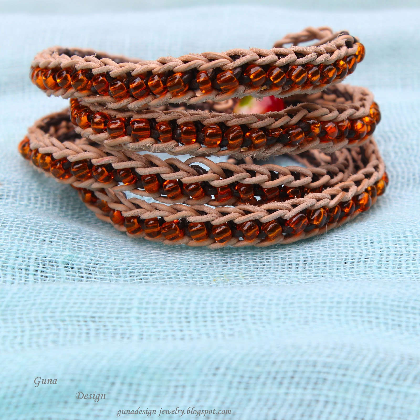 Crochet Wrap Bracelet Honey drops