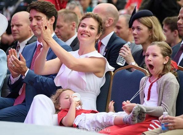 Prince Charles and Duchess Camilla, Canadian Prime Minister Justin Trudeau and his wife Sophie Gregoire and their children, Hadrien, Ella-Grace and Xavier Trudeau