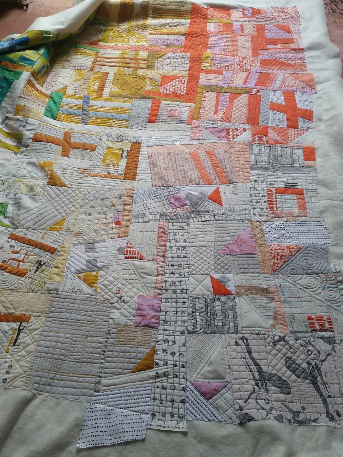 Elven Garden Quilts Improv quilt quilting progress