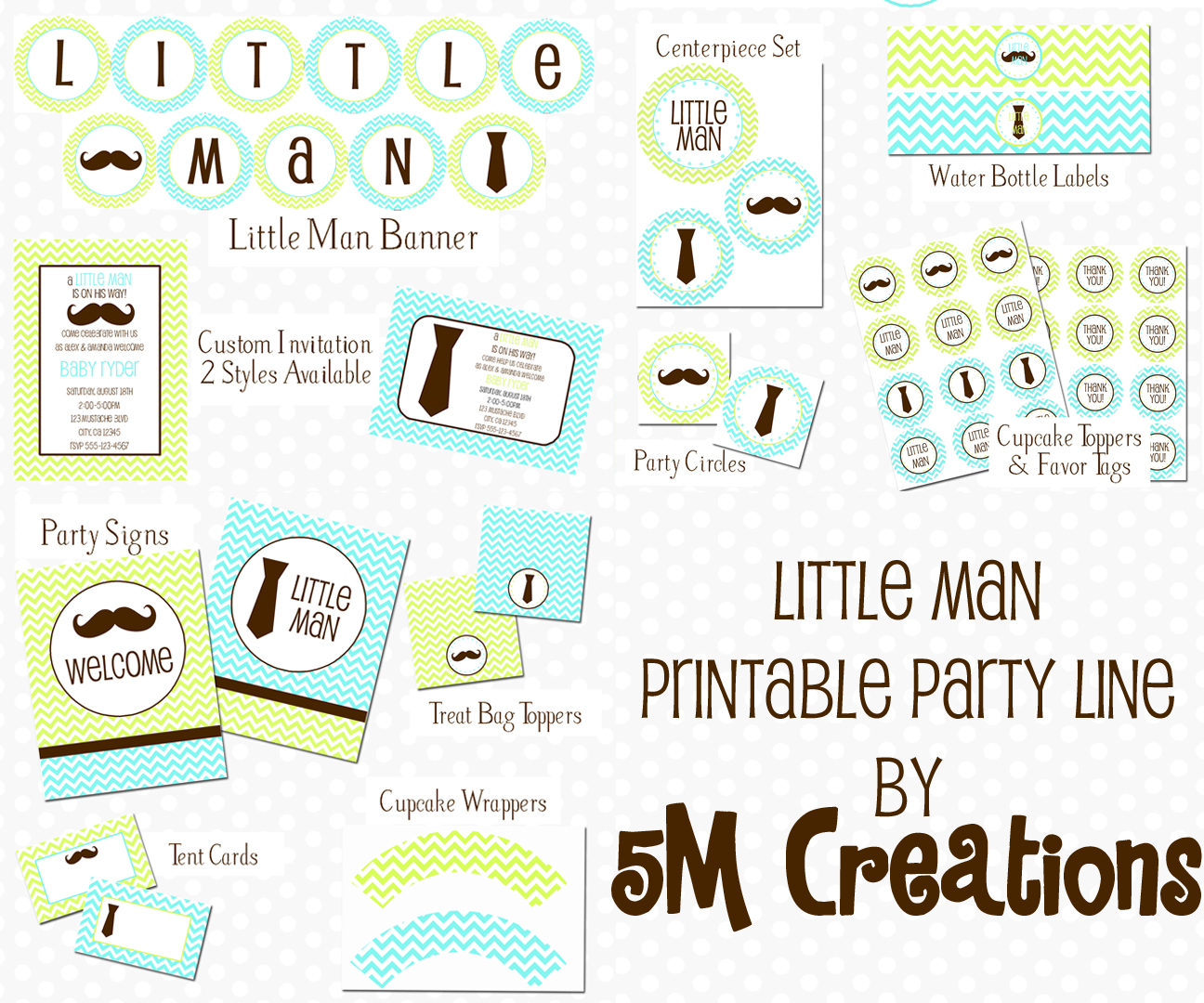 5M Creations: NEW Boy Printable Party Packages
