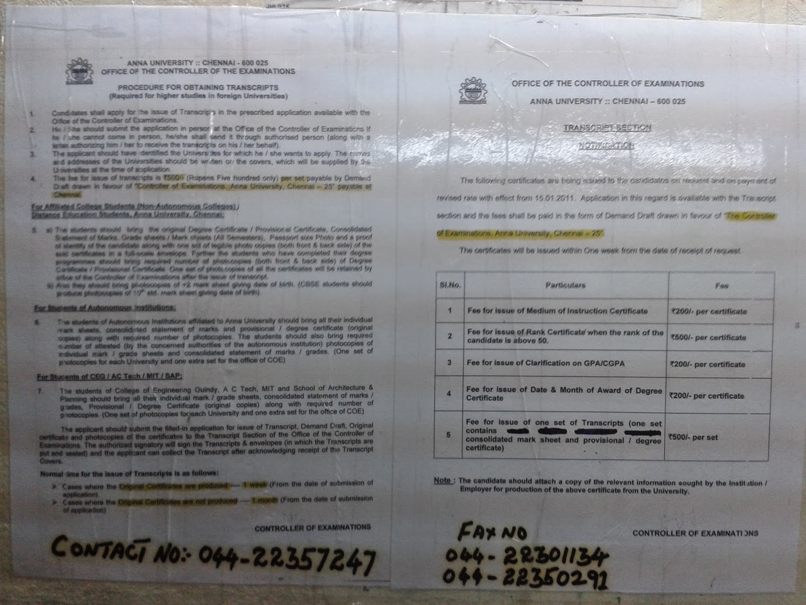 Anna University Transcripts Procedure – CEMVJ