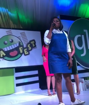 Photos pregnant Funke Akindele shows off baby bump at Glo event