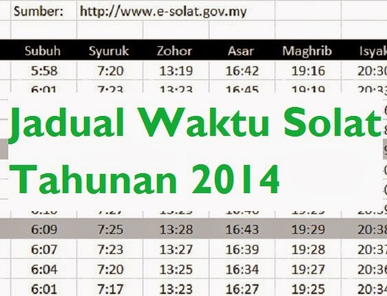 Derma Pada Anak Yatim: Jadual Waktu Solat Tahunan 2014