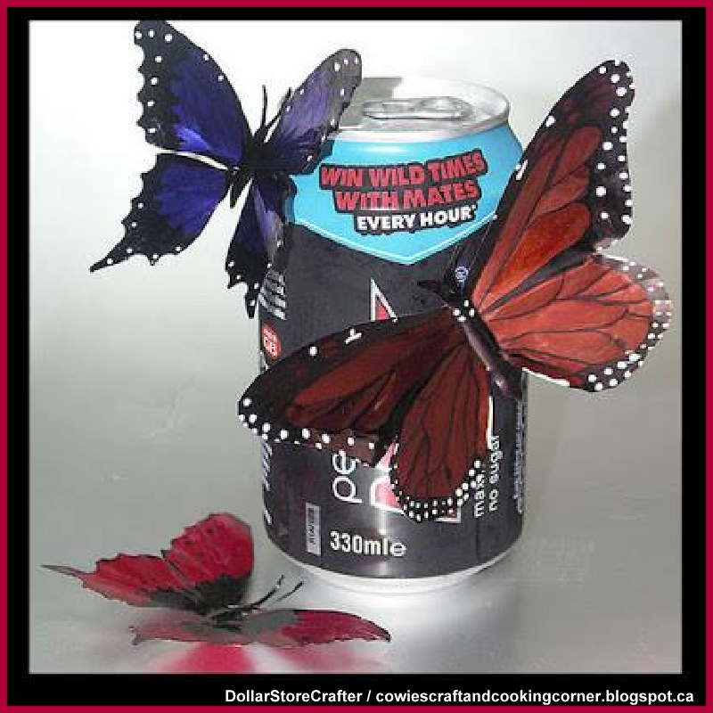 Dollar Store Crafter Turn Empty Pop / Soda Cans Into Beautiful Butterflies