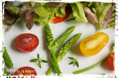 Salade d'aspergettes aux lardons et au vinaigre de framboises © Popote et Nature