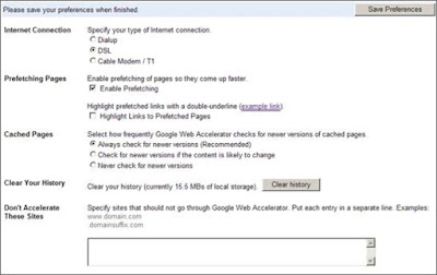 google web accelerator screenshot