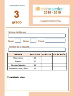 Examen Trimestral Tercer grado 2018-2019