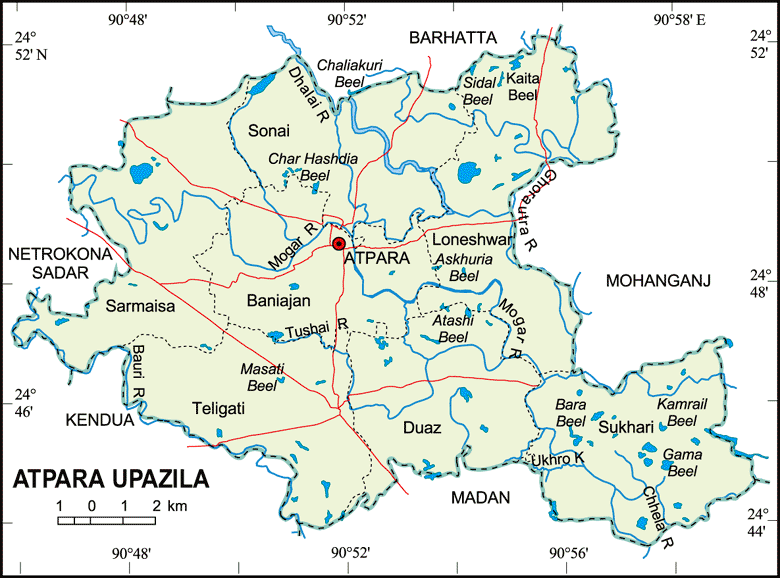 Atpara Upazila Map Netrokona District Bangladesh