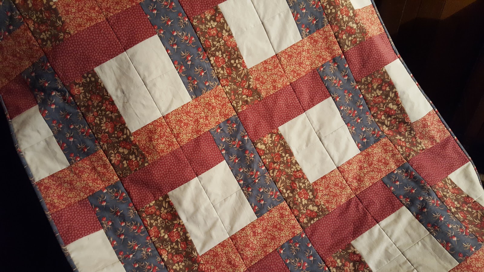 Red And Blue Crossroads Quilt Pattern Pieced BP 