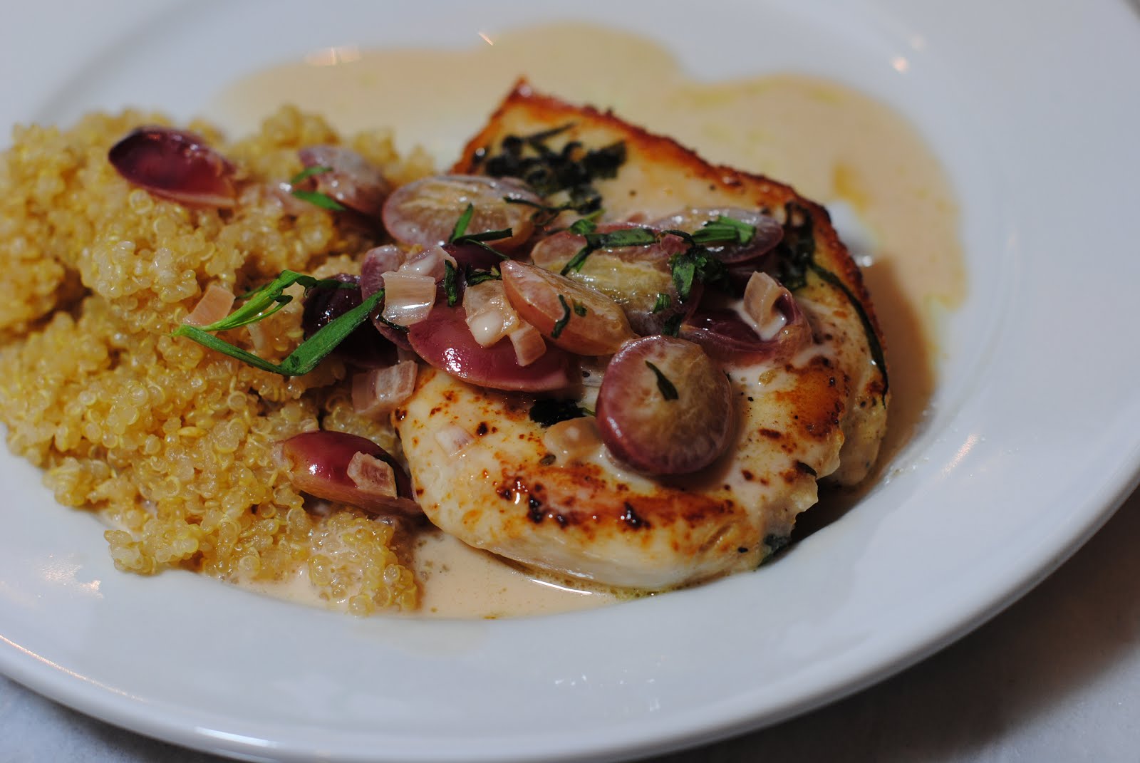 Chez Popine Chicken Veronique with grape shallot cream sauce